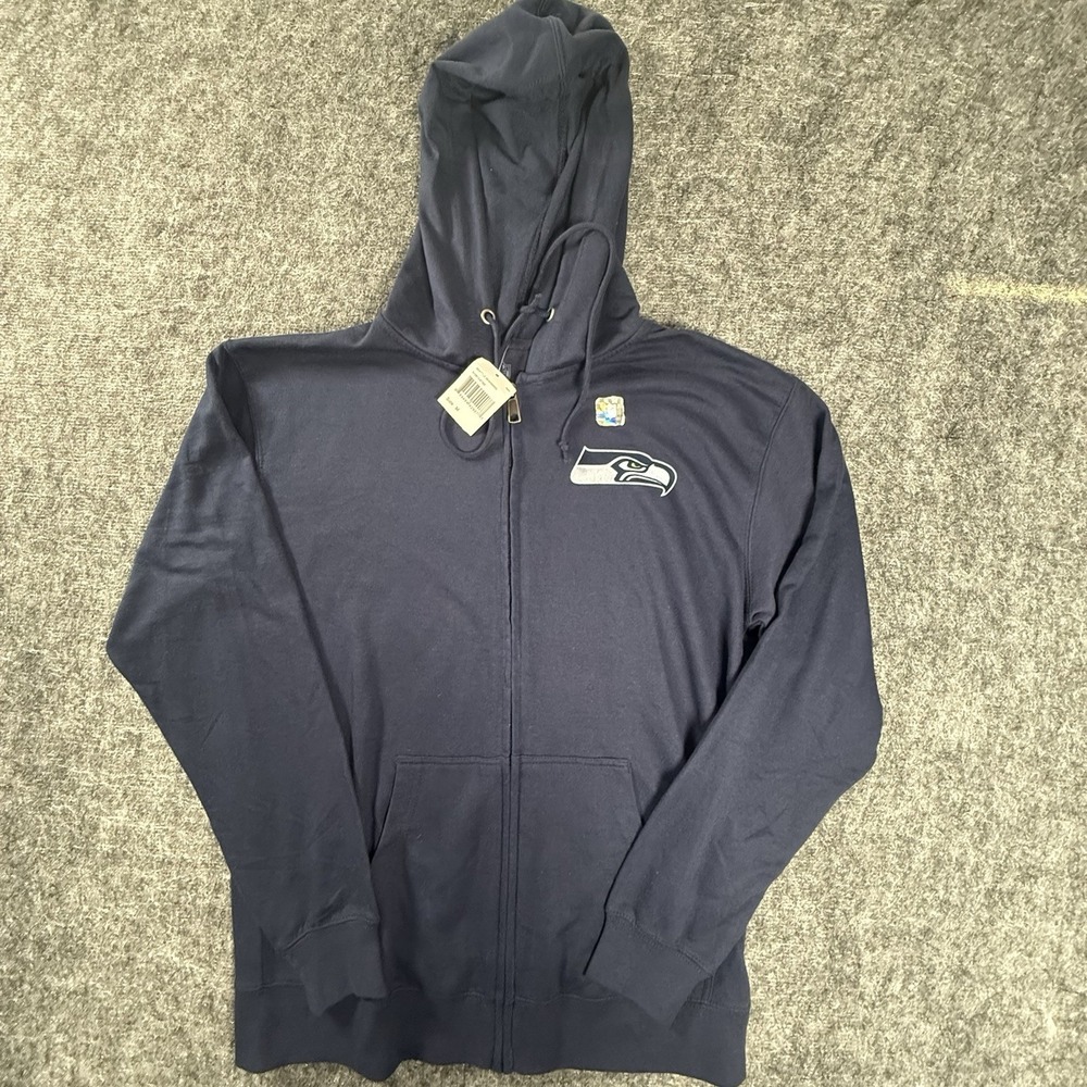 Seattle Seahawks Hoodie Mens M Navy Full Zip NFL Team Apparel Logo